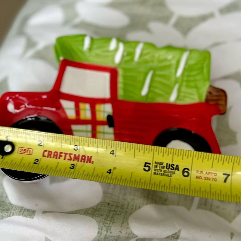 Ceramic Red & Green Christmas Truck Kitchen Spoon Rest Set of 2